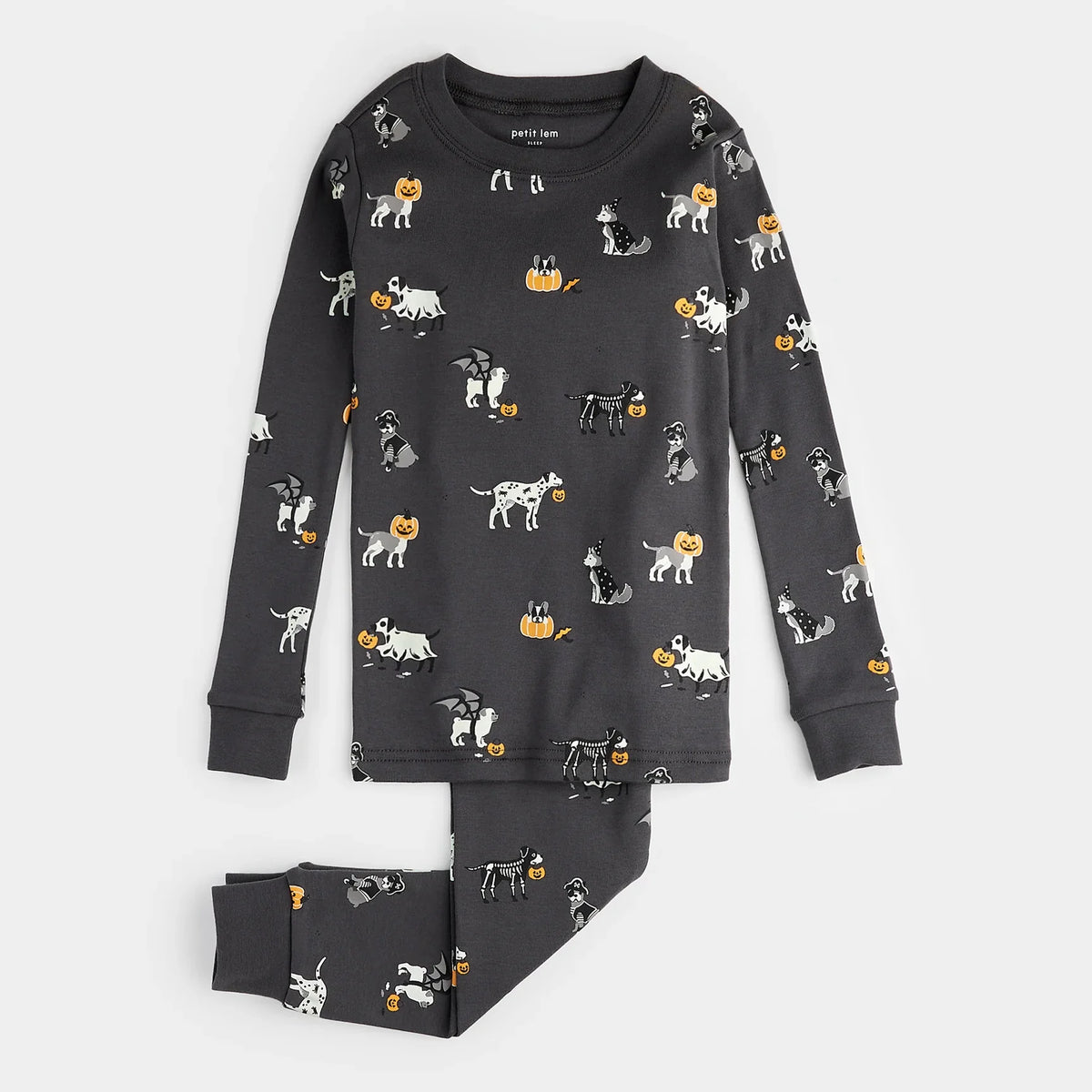 Petit Lem Howl-oween Print PJ Set, Asphalt