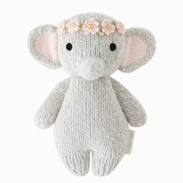 Cuddle + Kind Baby Elephant Hand-Knit Doll, Blush Floral