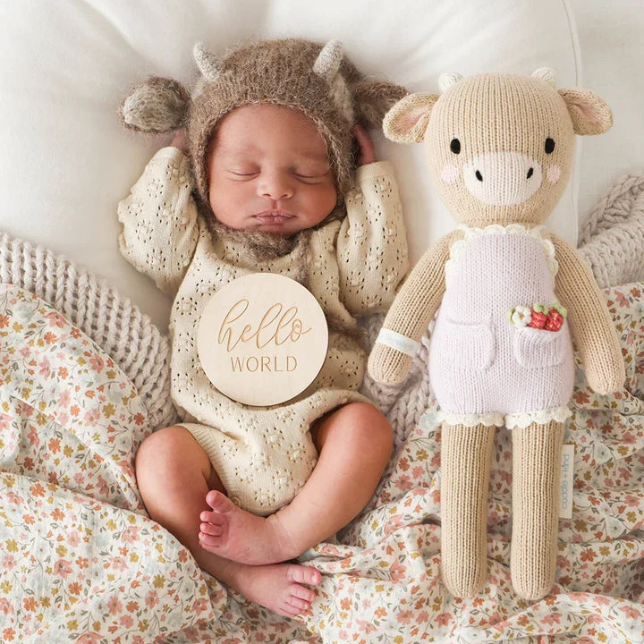 Cuddle + Kind Ava the Cow Hand-Knit Doll, Lavender