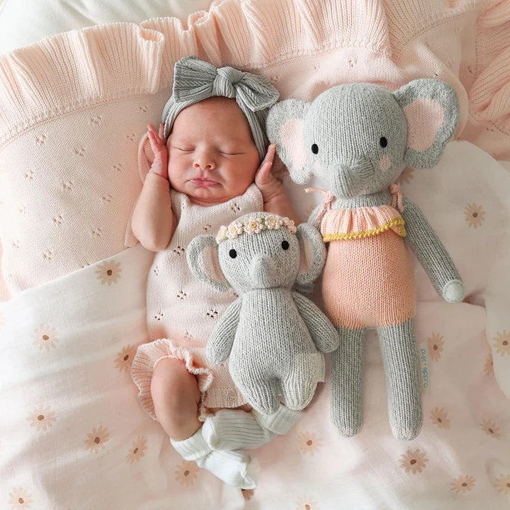 Cuddle + Kind Baby Elephant Hand-Knit Doll, Blush Floral