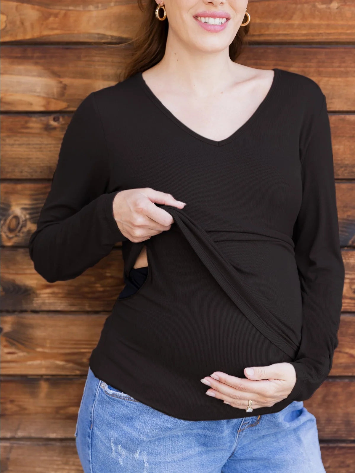 Kindred Bravely Ribbed Maternity & Nursing Long Sleeve T-Shirt
