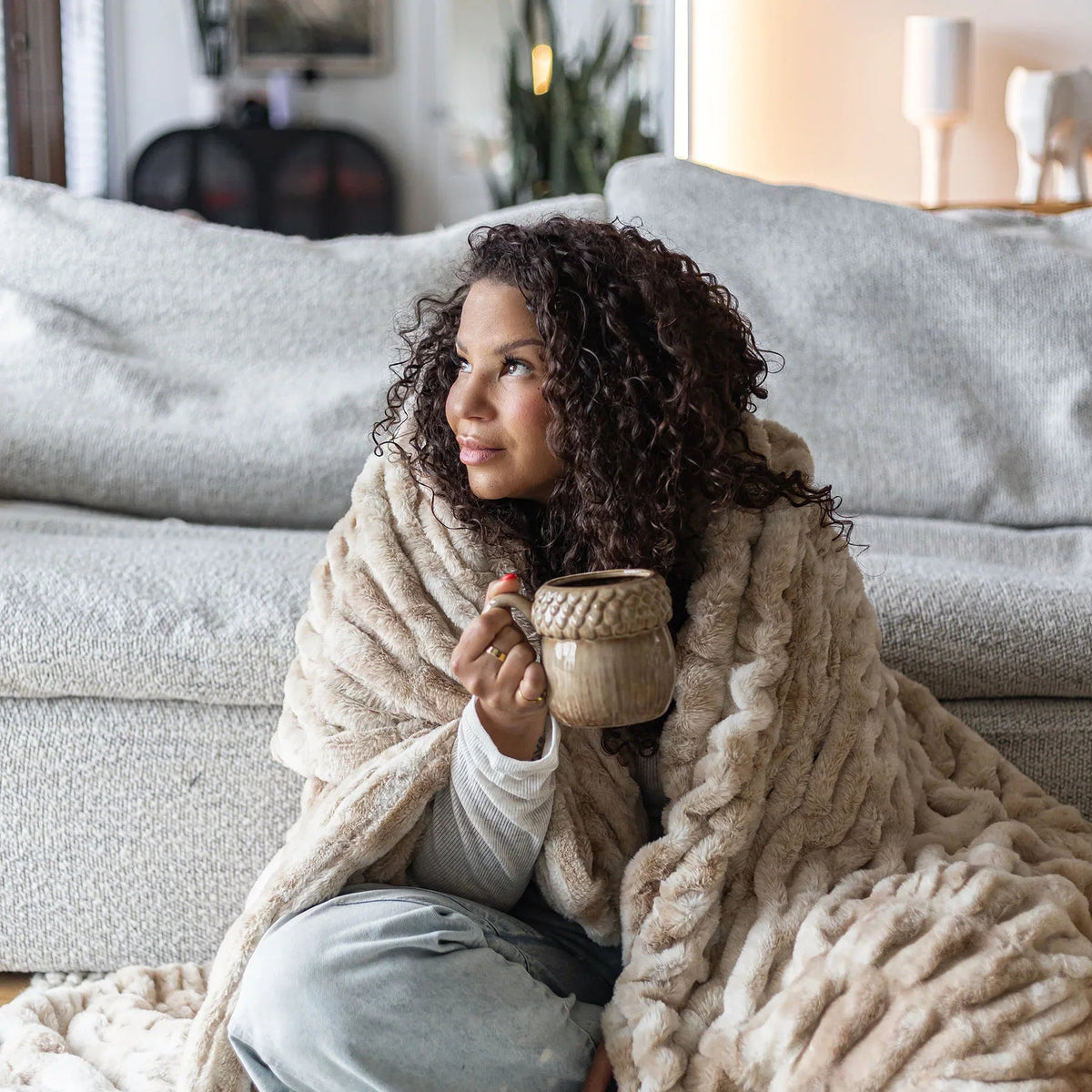 Sunset Snuggles Caramel Swirl Double-Sided Minky Blanket, 60 x 72 in