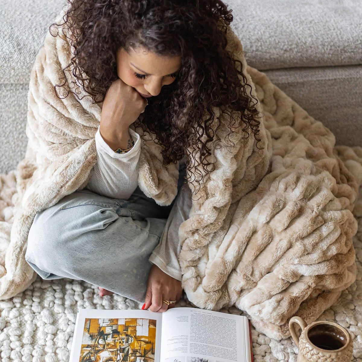 Sunset Snuggles Caramel Swirl Double-Sided Minky Blanket, 60 x 72 in