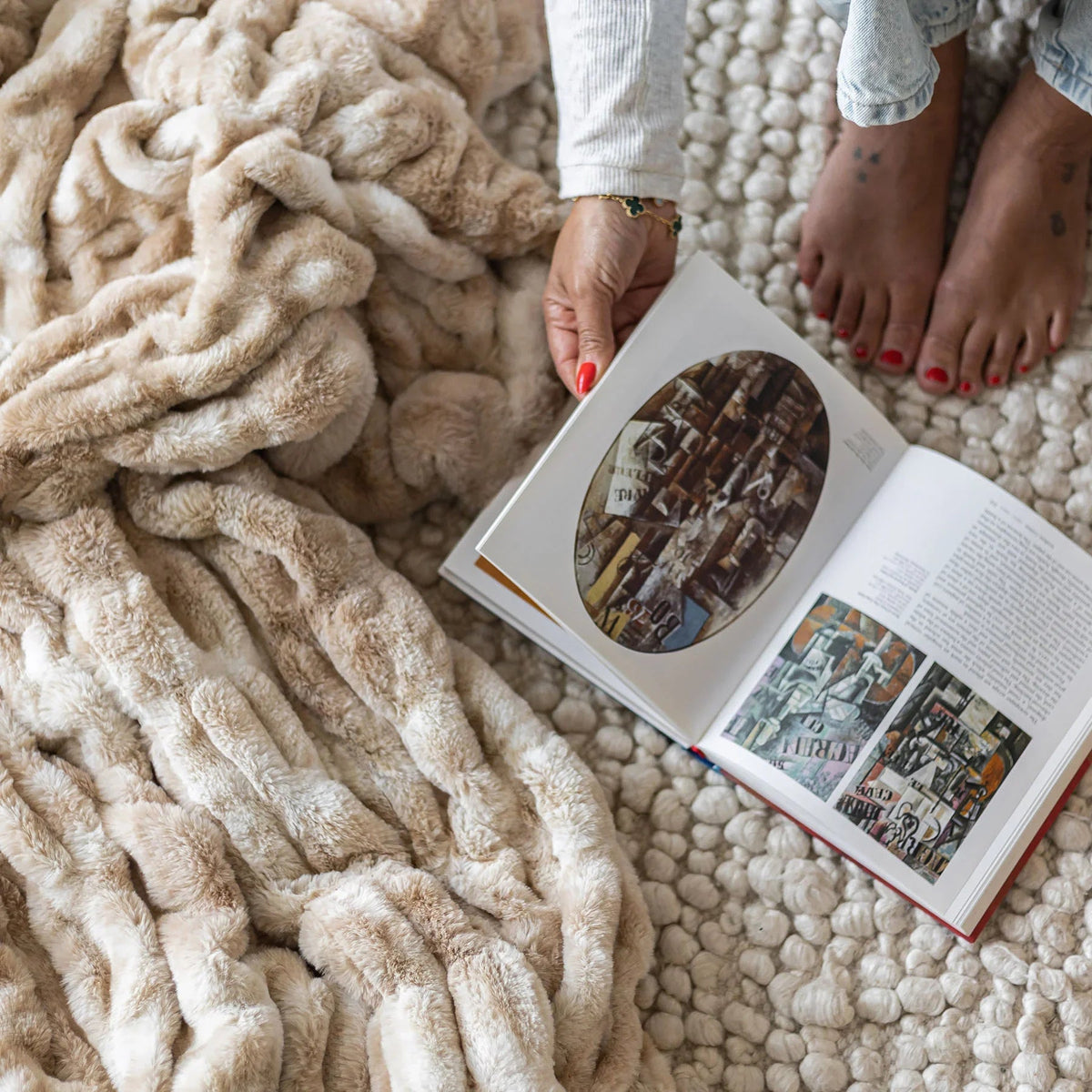 Sunset Snuggles Caramel Swirl Double-Sided Minky Blanket, 60 x 72 in