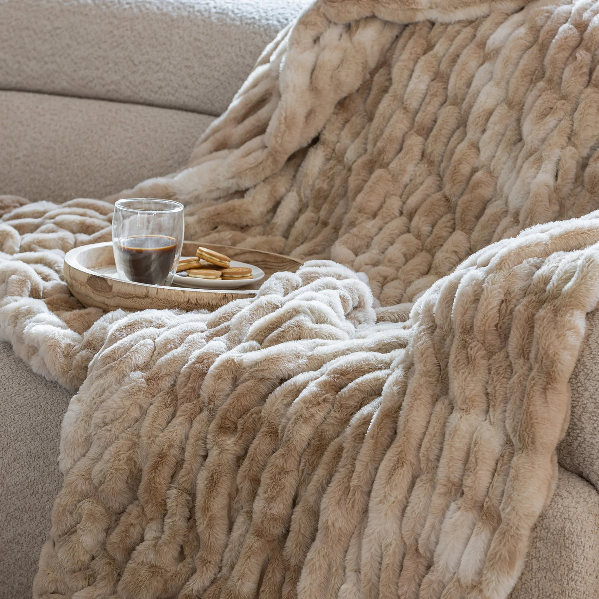 Sunset Snuggles Caramel Swirl Double-Sided Minky Blanket, 60 x 72 in