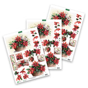 Die Cut Decoupage – Poinsettia Basket (Pack Of 3)