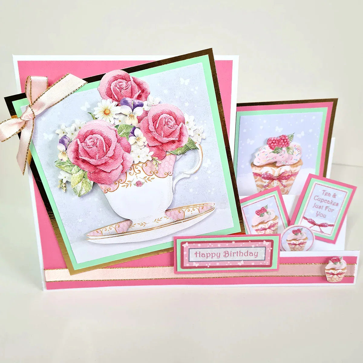 Die Cut Decoupage - Birthday Cake and Flowers (Pack Of 12)