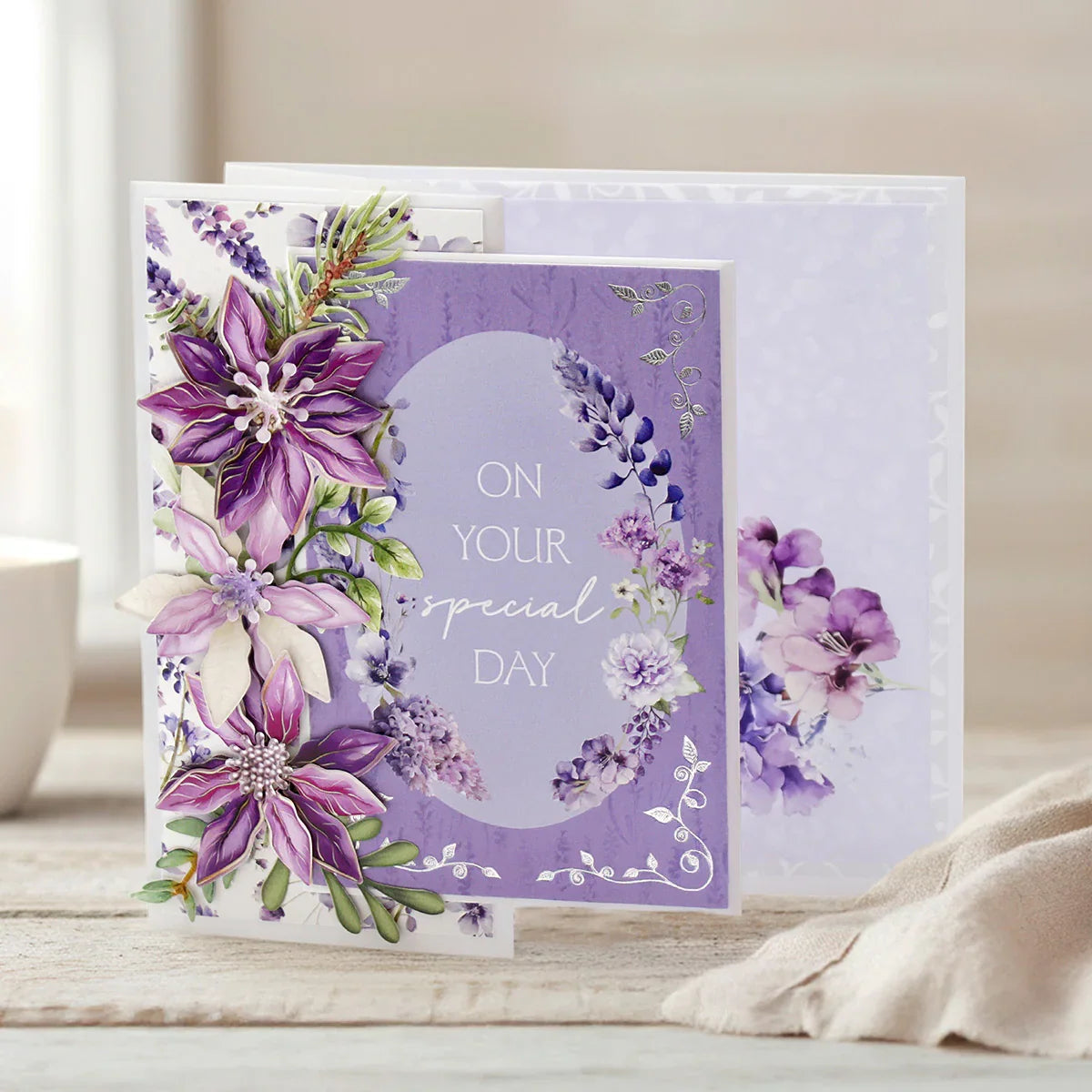 Dusky Violet Blooms, Die Cut Flowers & Leaves, 12 sheets