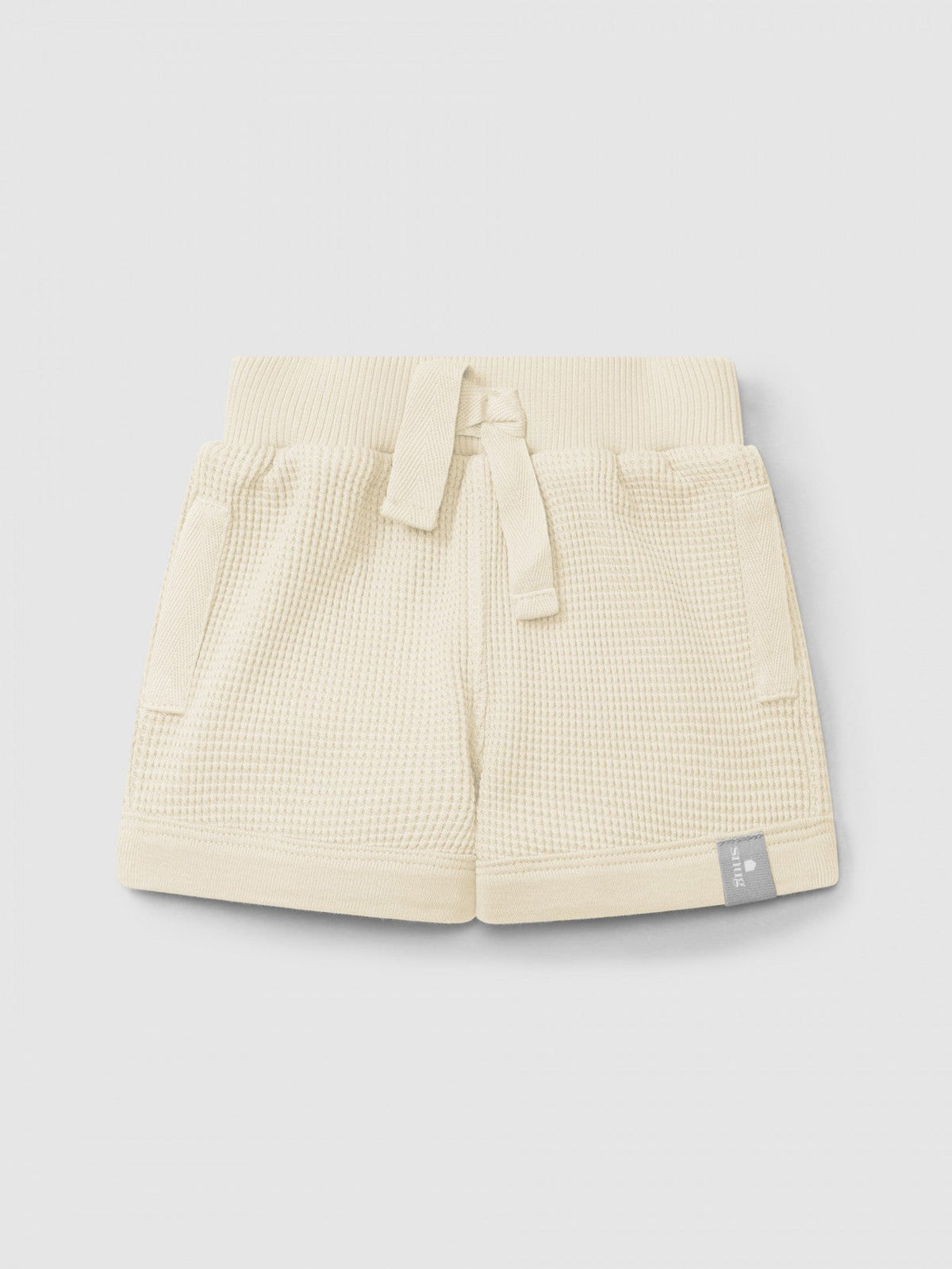 Snug Waffle Weave Pull-Up Shorts, Natural