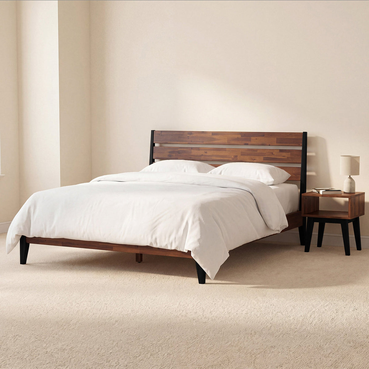 Emery Solid Wood Bed Frame and Nightstand Set