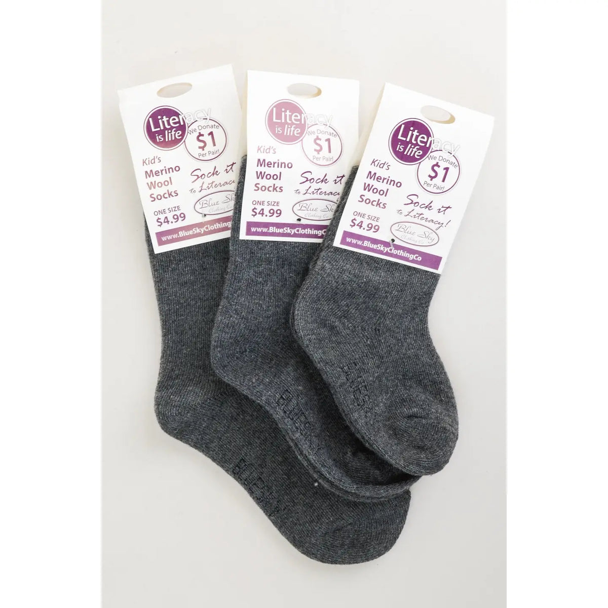 Little Ones' Merino Wool Socks, Charcoal