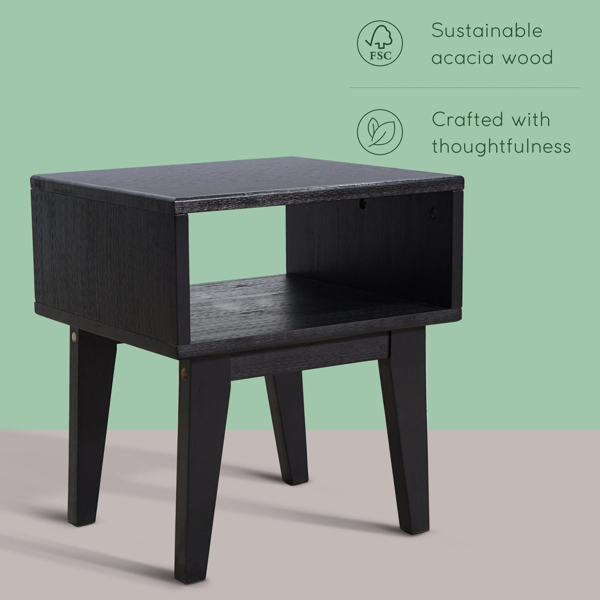 Serena Solid Acacia Wood Nightstand