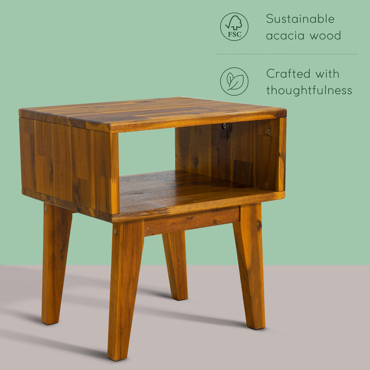 Serena Solid Acacia Wood Nightstand