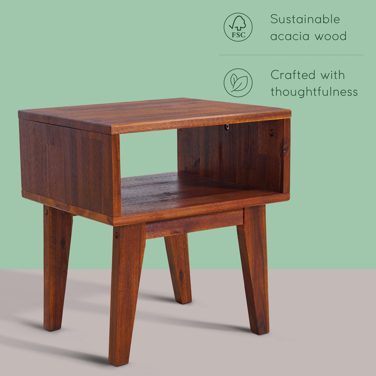 Serena Solid Acacia Wood Nightstand