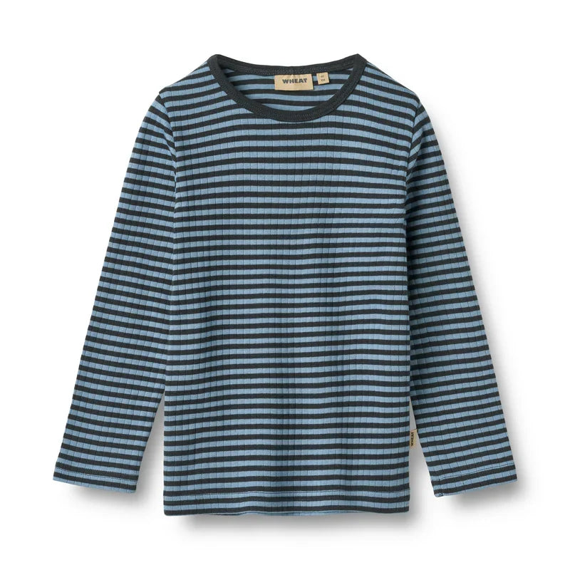 Wheat Stig Long Sleeve T-Shirt, Bright Blue Stripe