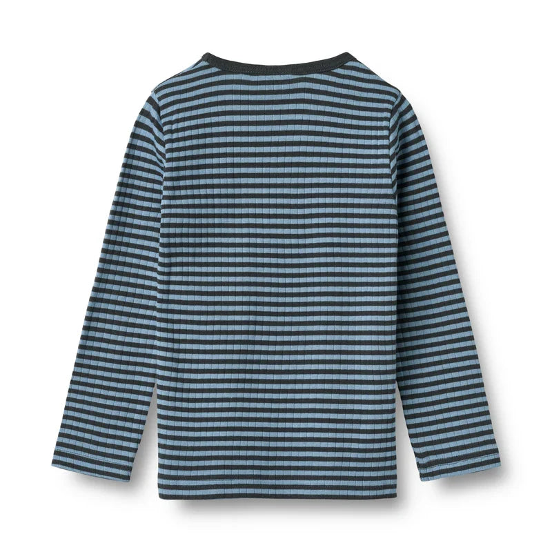 Wheat Stig Long Sleeve T-Shirt, Bright Blue Stripe