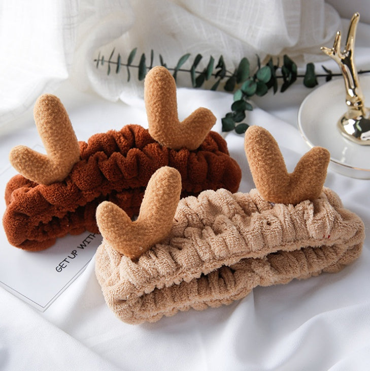 Plush Reindeer Antler Spa Headband