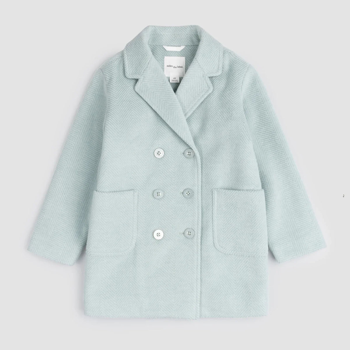 Miles The Label Double-Breasted Coat, Cloud Blue