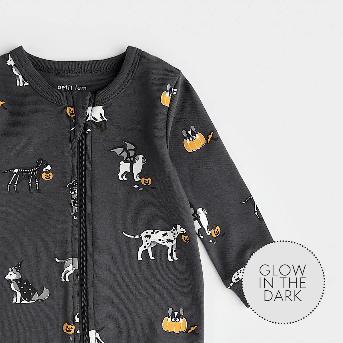 Petit Lem Howl-oween Print Sleeper, Asphalt