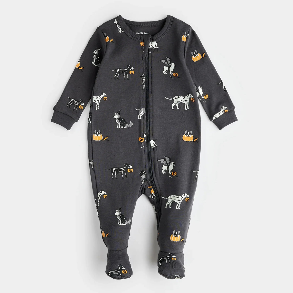 Petit Lem Howl-oween Print Sleeper, Asphalt