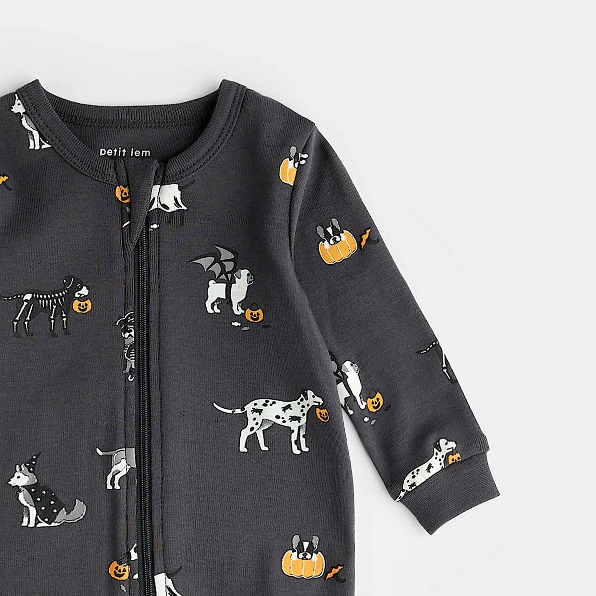 Petit Lem Howl-oween Print Sleeper, Asphalt
