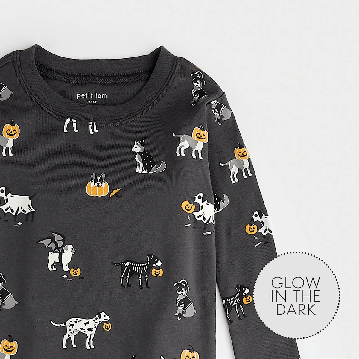 Petit Lem Howl-oween Print PJ Set, Asphalt