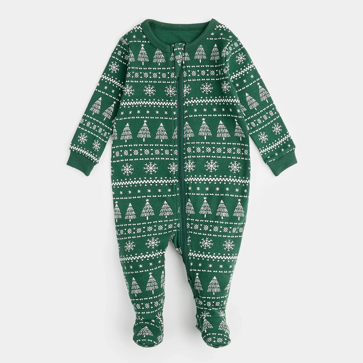 Petit Lem Festive Firs Fair Isle Sleeper, Evergreen