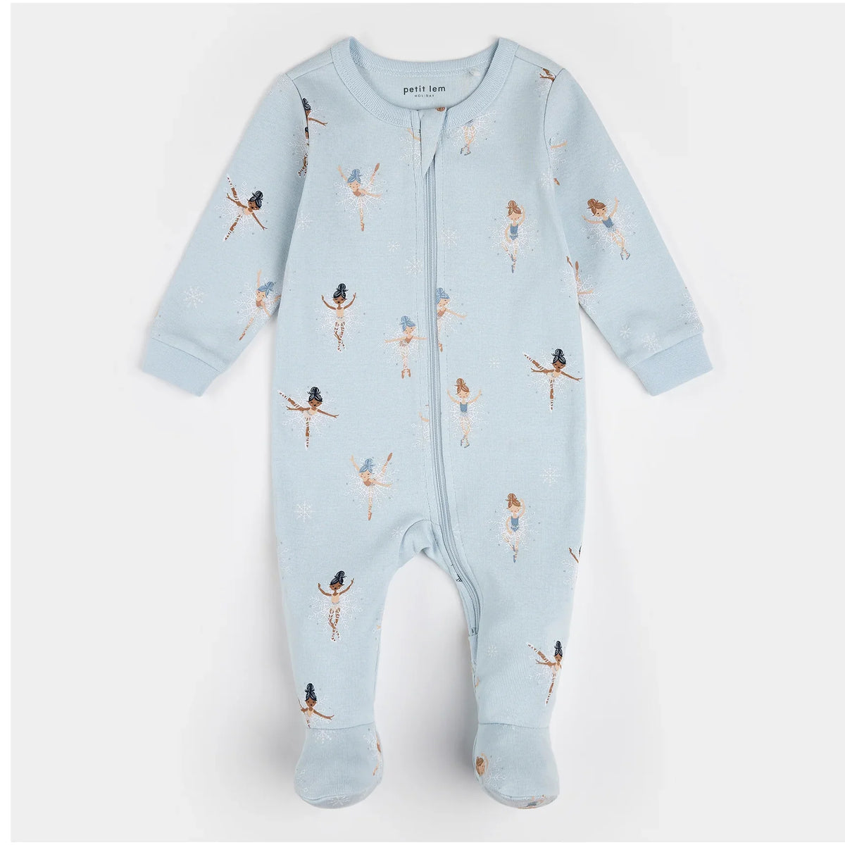 Petit Lem Sugar Plum Fairy Print Sleeper, Ice Blue