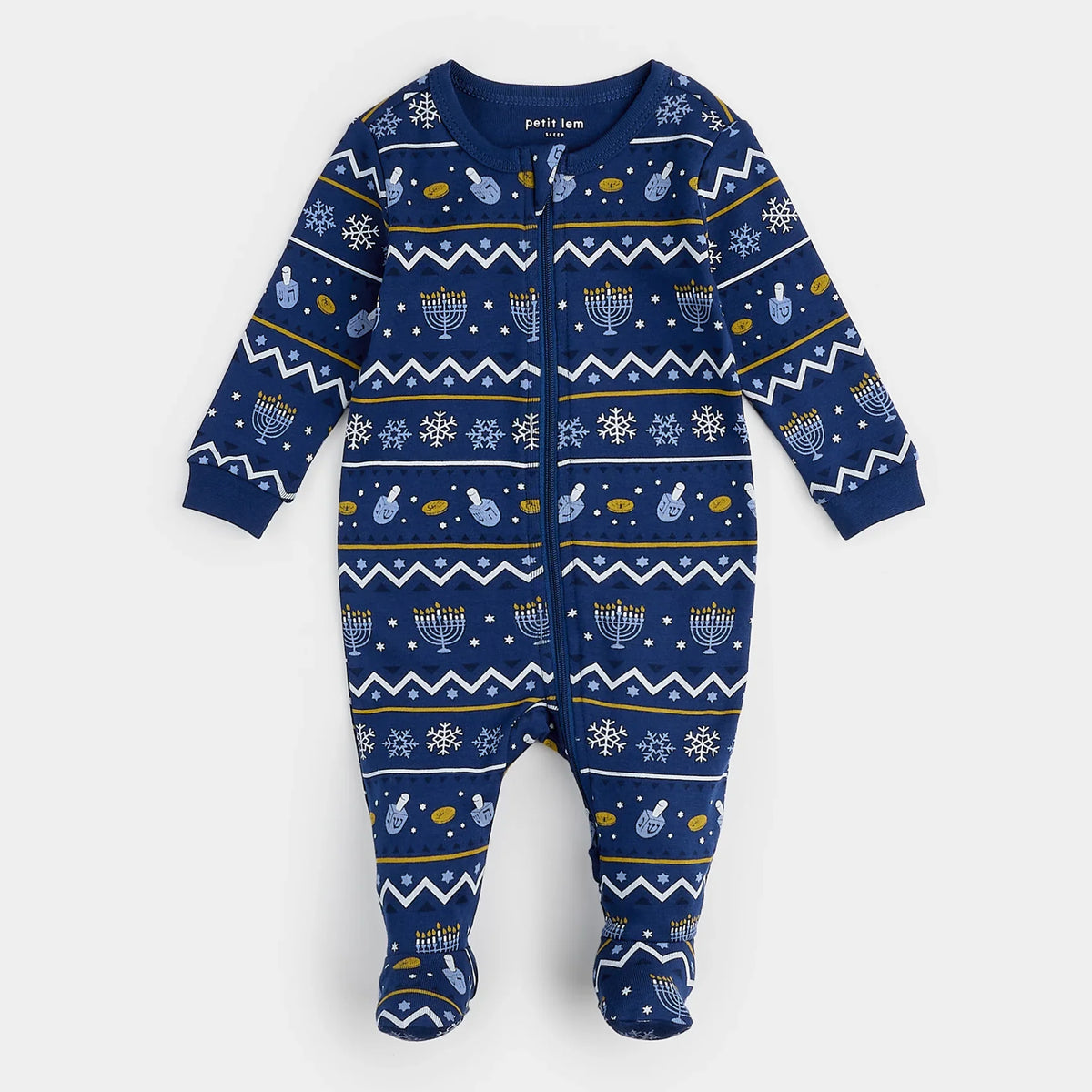 Petit Lem Hanukkah Fair Isle Print Sleeper