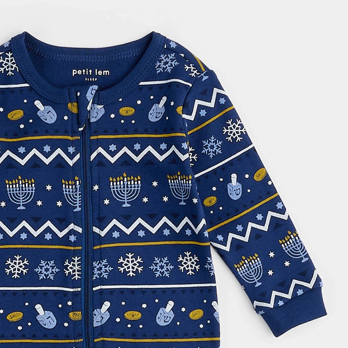 Petit Lem Hanukkah Fair Isle Print Sleeper