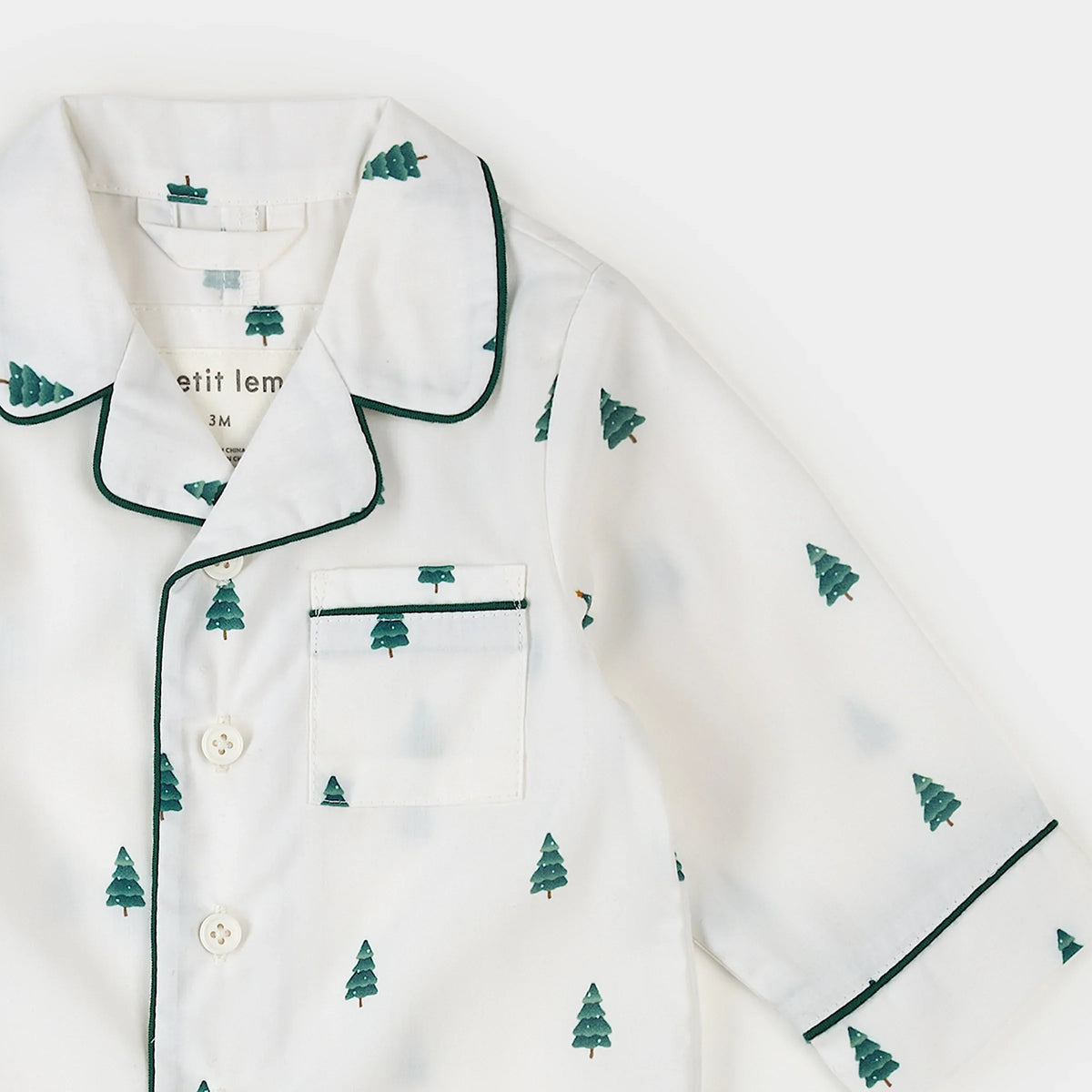 Petit Lem Pine Tree Print Poplin Sleeper, Off-White