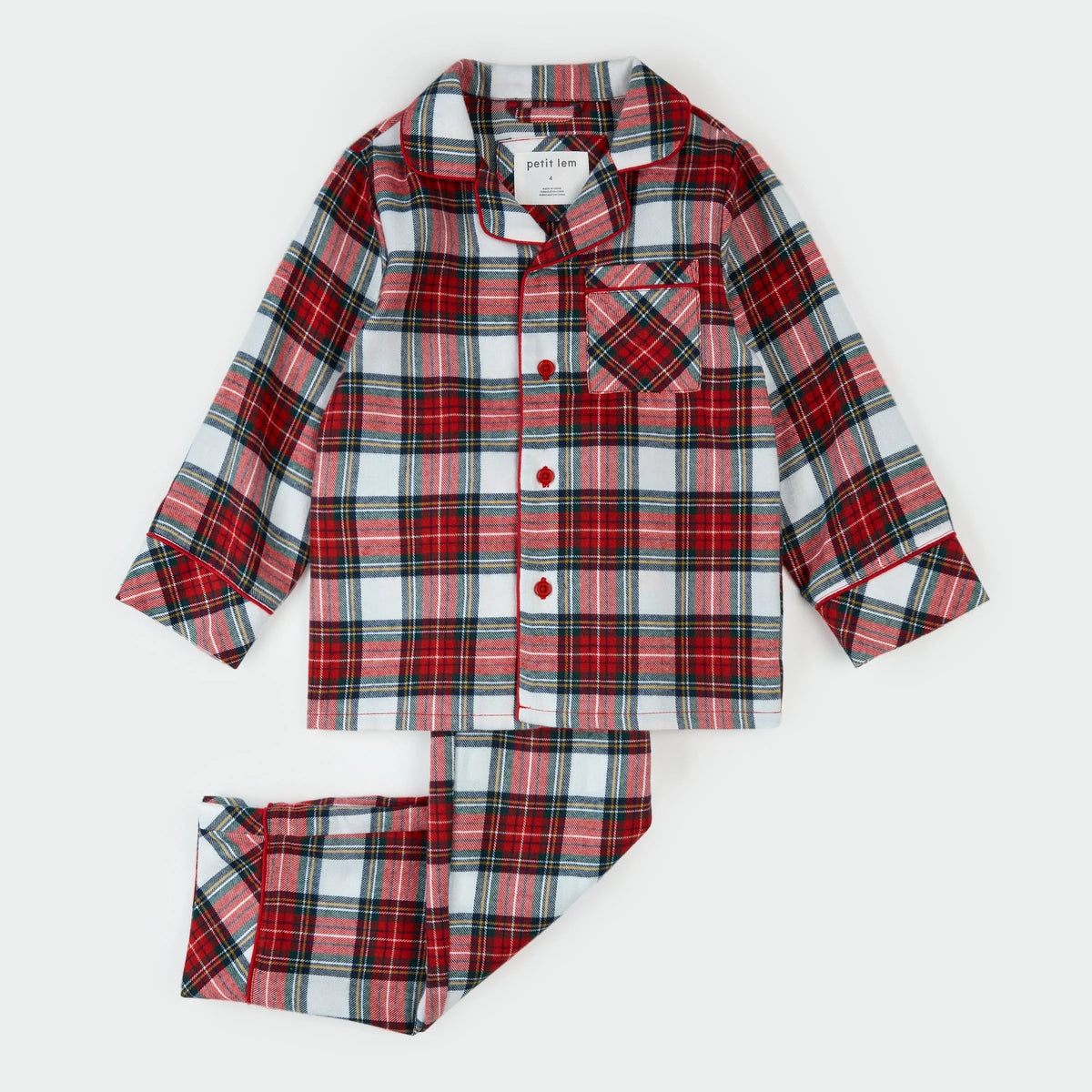 Flannel PJ Set | Red Tartan Plaid | Petit Lem