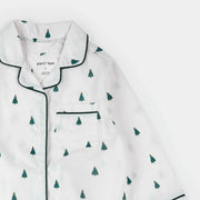 Petit Lem Kids' Poplin PJ Set, Pine Tree Print on Off-White