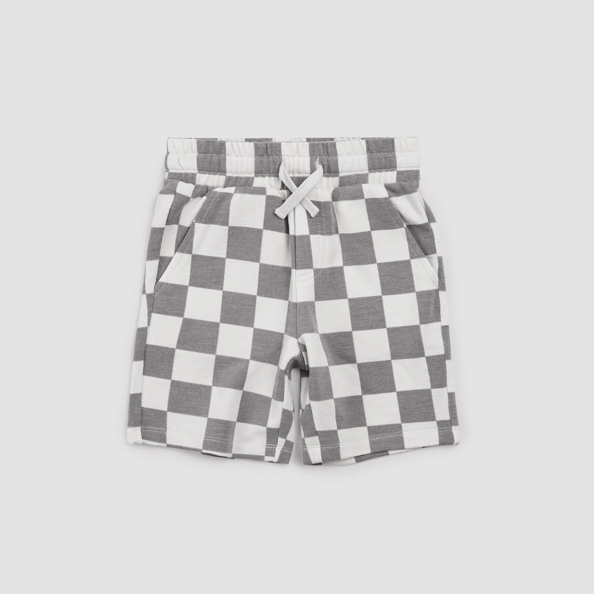 Miles The Label Knit Shorts, Light Grey Check