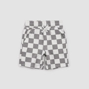 Miles The Label Knit Shorts, Light Grey Check