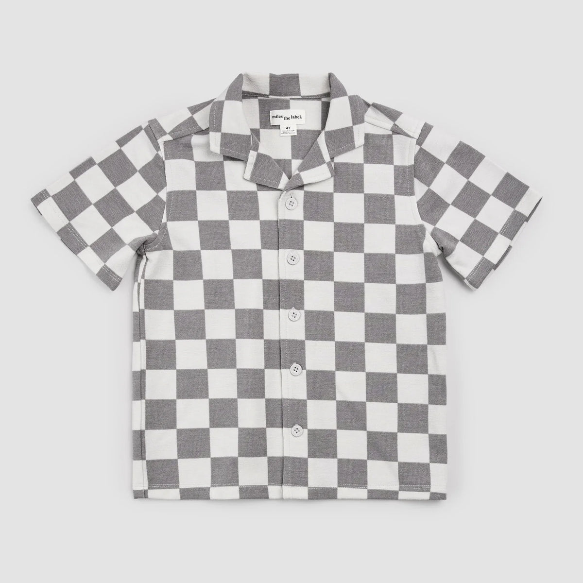 Miles The Label Knit Shirt, Light Grey Check