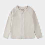 Petit Lem Ribbed Full Zip Rashguard, Light Grey