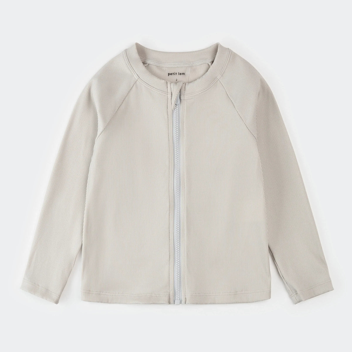 Petit Lem Ribbed Full Zip Rashguard, Light Grey