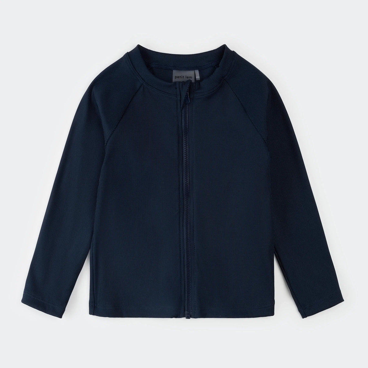 Petit Lem Ribbed Full Zip Rash Guard, Navy