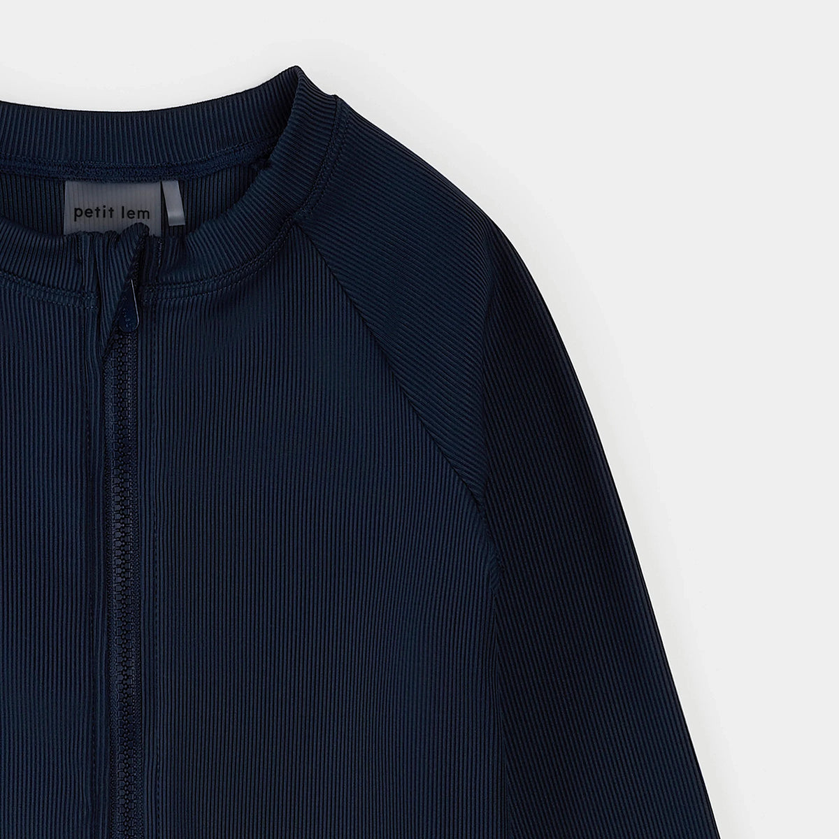 Petit Lem Ribbed Full Zip Rash Guard, Navy