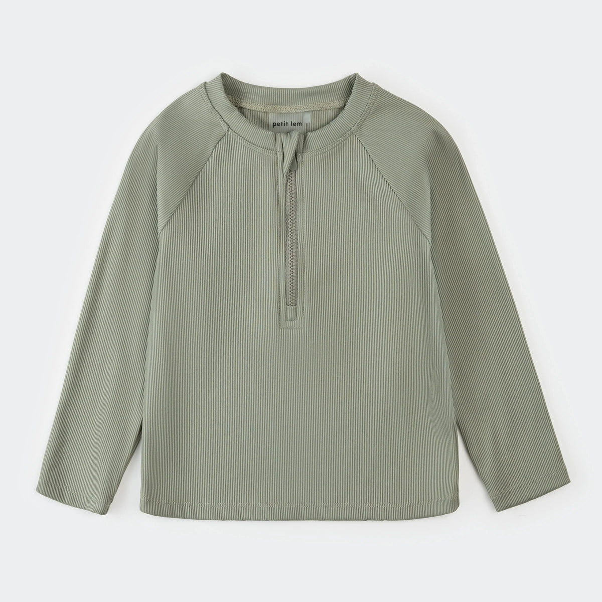 Petit Lem Ribbed Half Zip Rash Guard, Green