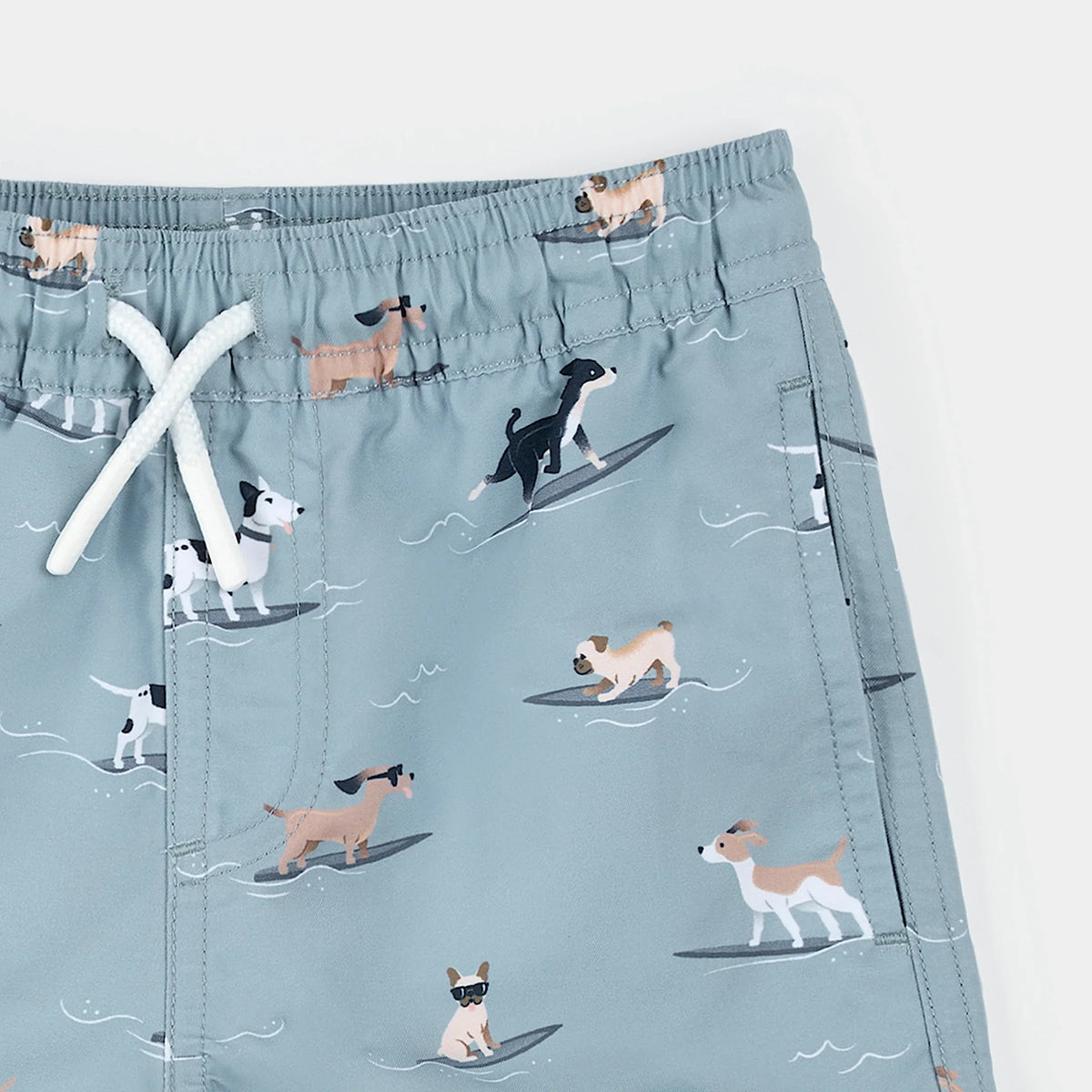Petit Lem Swim Trunk, Surfing Pups on Blue