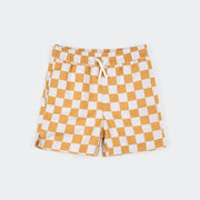 Petit Lem Swim Trunk, Orange Checkerboard