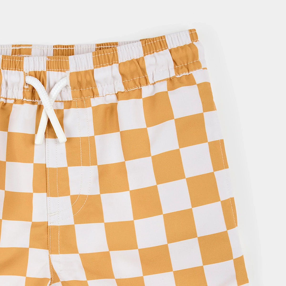 Petit Lem Swim Trunk, Orange Checkerboard