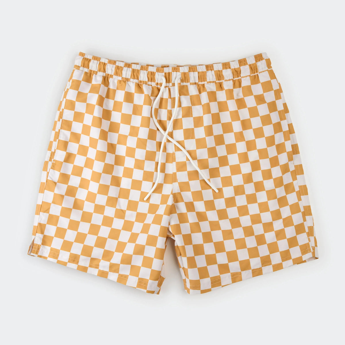 Petit Lem Adult Swim Trunks, Orange Checkerboard