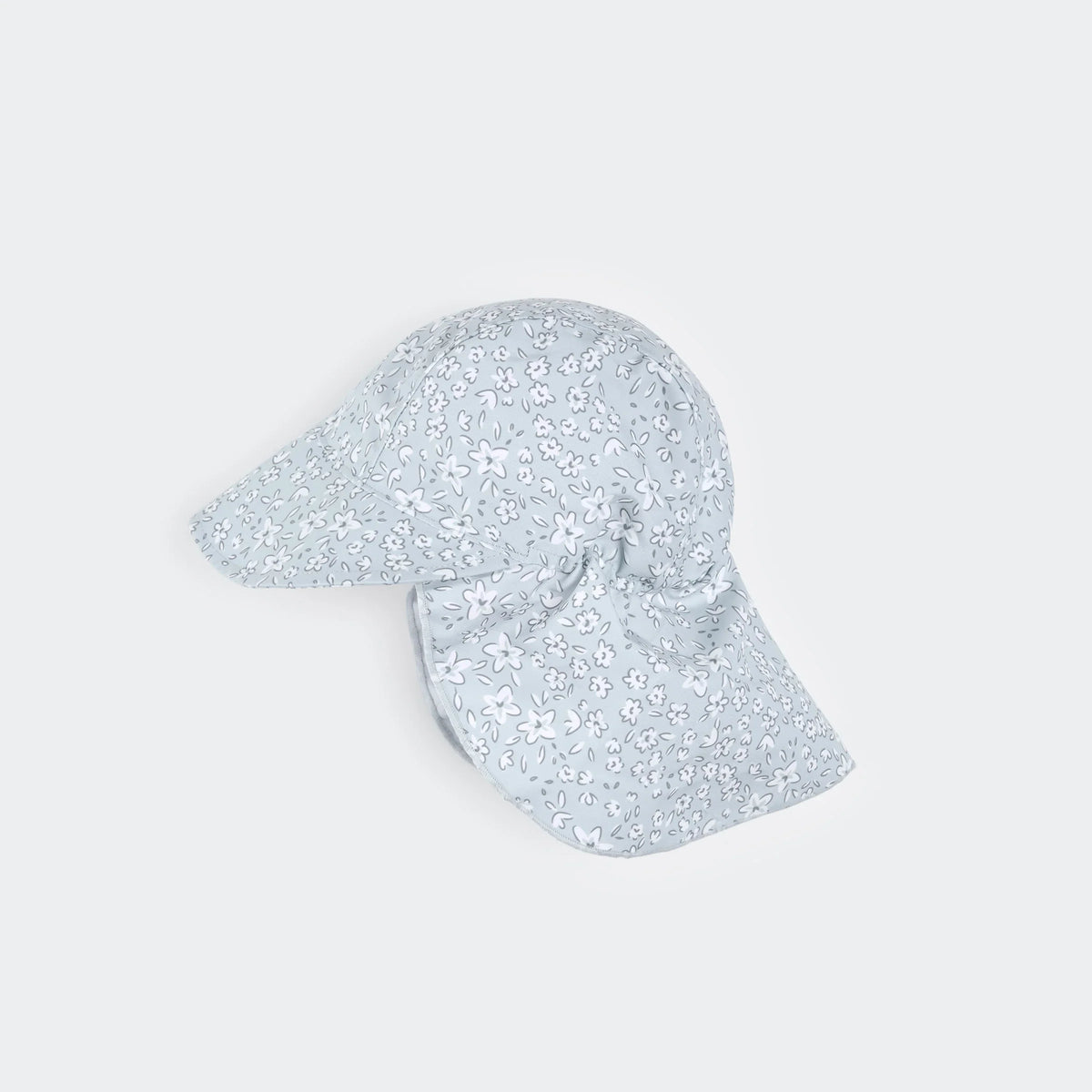 Petit Lem Flap Hat, Vintage Flowers on Powder Blue