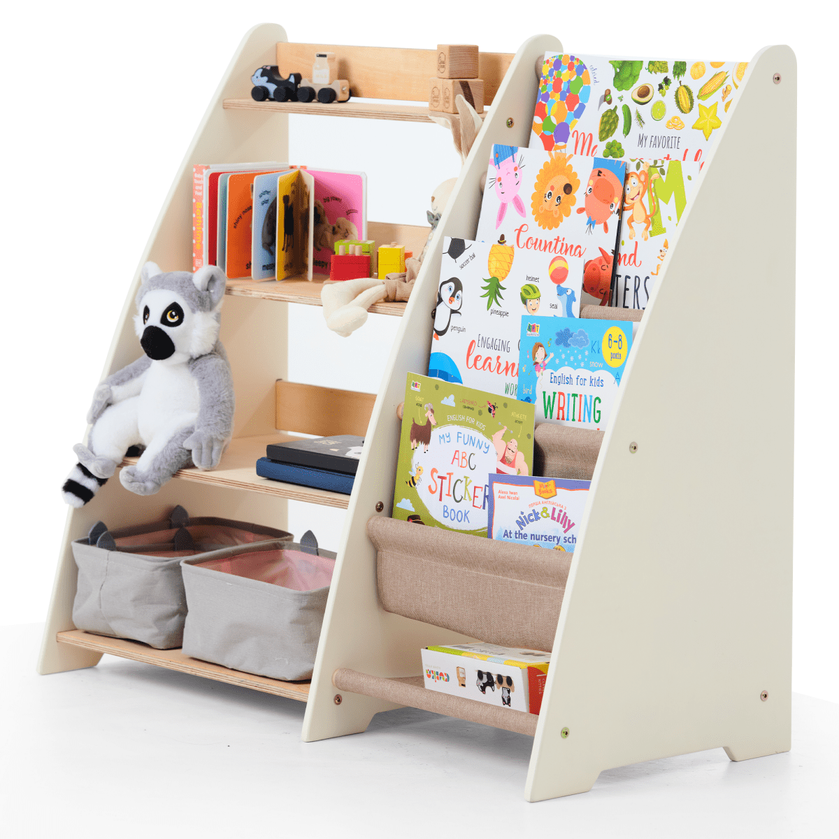 Goodevas 2-in-1 Montessori Book & Toy Shelf