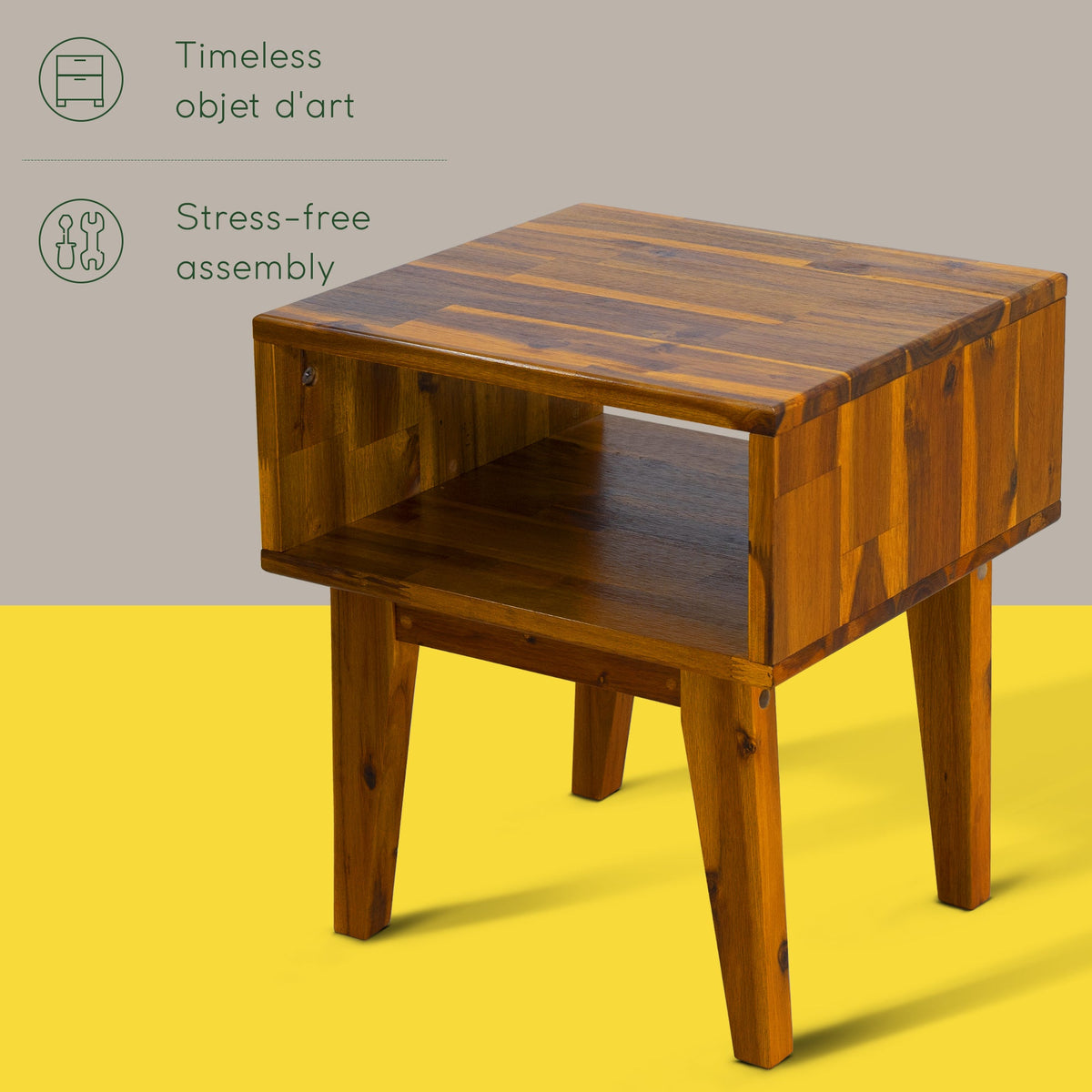 Serena Solid Acacia Wood Nightstand