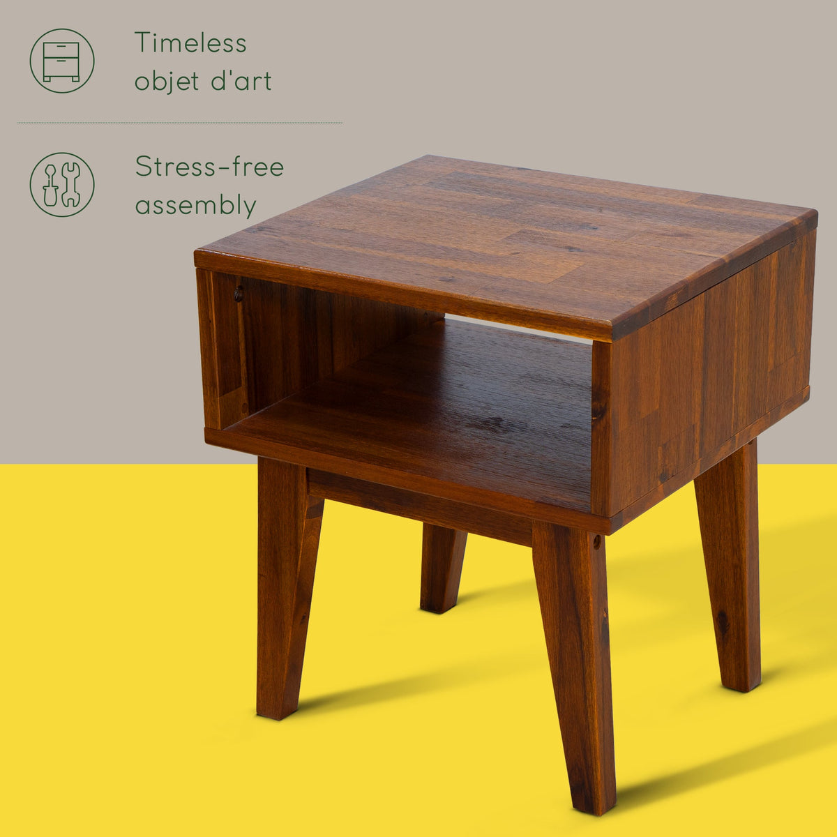 Serena Solid Acacia Wood Nightstand