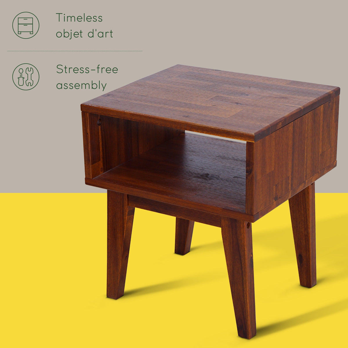Serena Solid Acacia Wood Nightstand